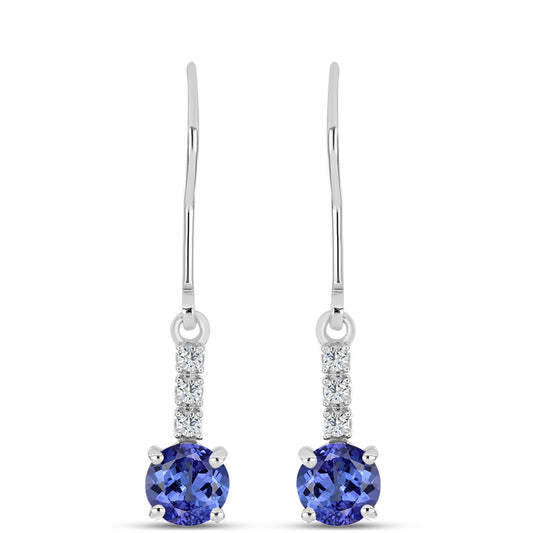 Pendientes de Plata con Tanzanita AAA y Topacio Blanco