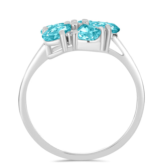 Anillo de Plata con Cuarzo Paraiba y Topacio Blanco