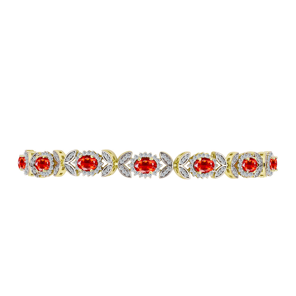 Pulsera de Plata Bañada en Oro con Ópalo Rojo etíope de Lega Dembi y Topacio Blanco 2 
