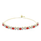 Pulsera de Plata Bañada en Oro con Ópalo Rojo etíope de Lega Dembi y Topacio Blanco