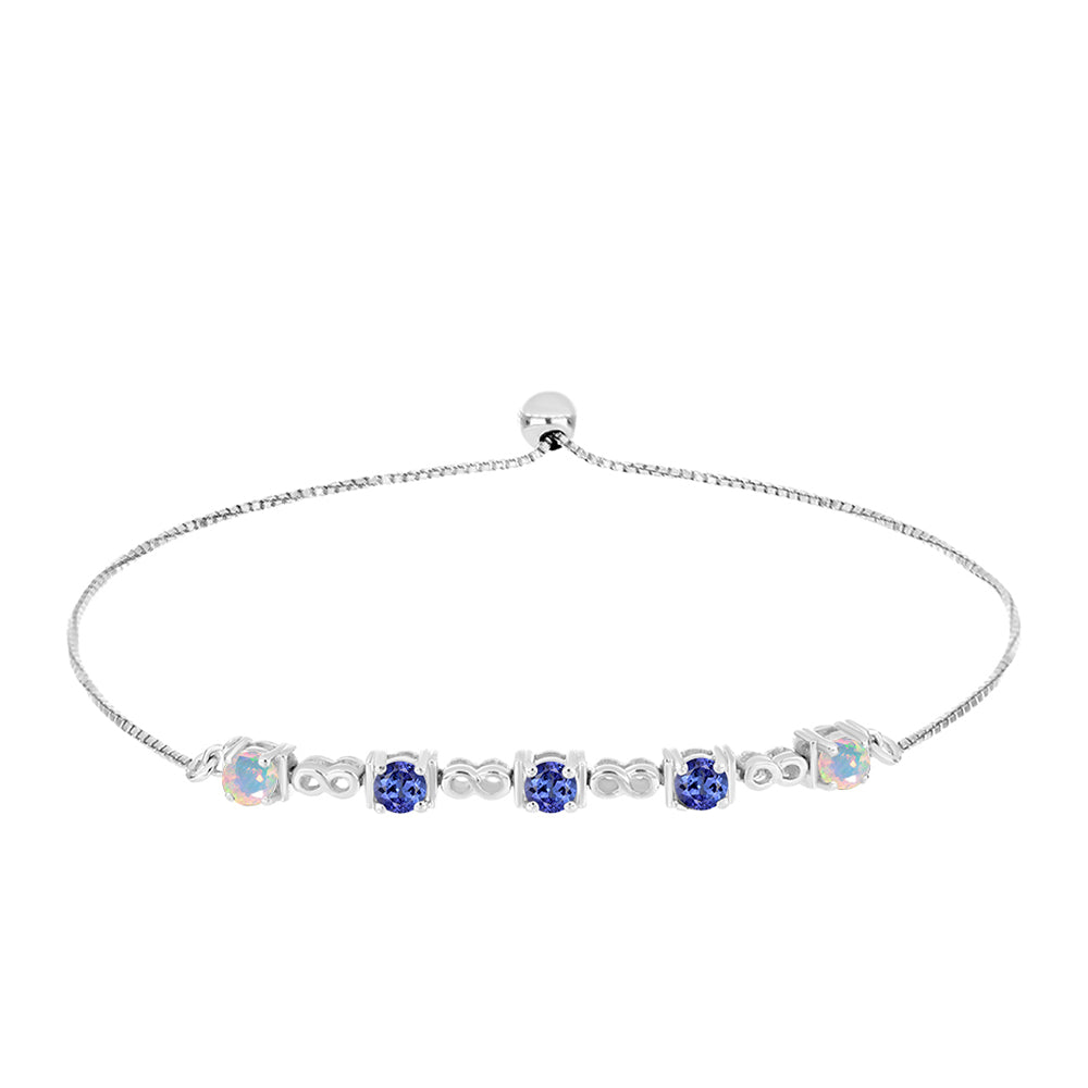 Pulsera de Plata con Tanzanita AAA y Ópalo Etiopie blanci de Lega Dembi