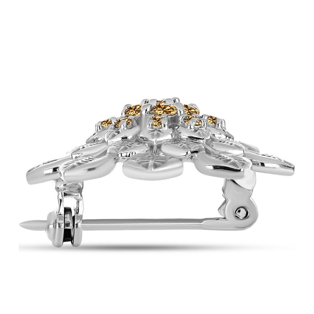 Broche de Plata con Moisanita Champagne