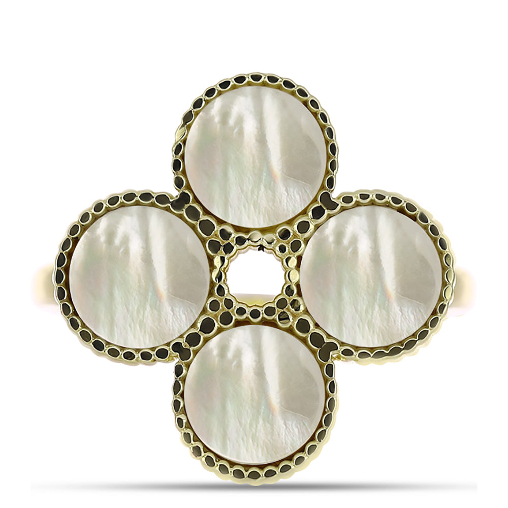 Anillo de Plata Bañada en Oro con Madreperla