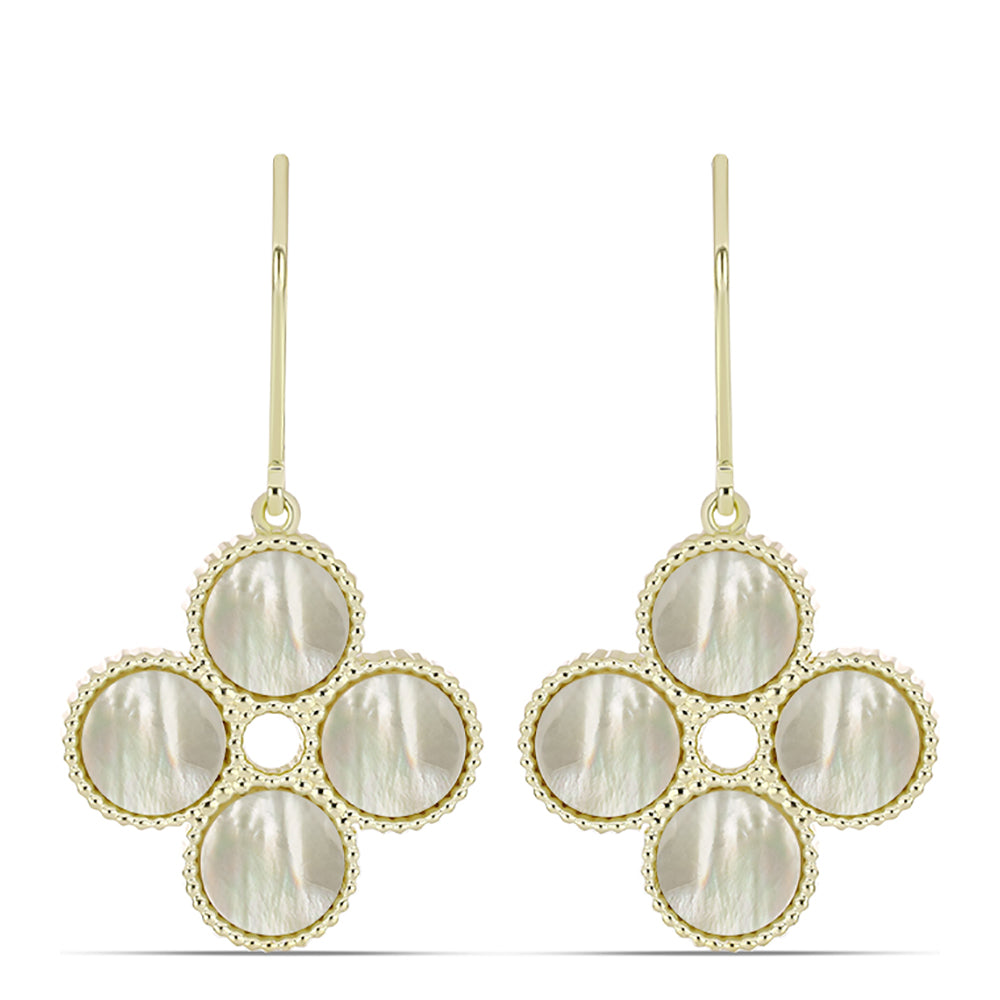 Pendientes de Plata Bañada en Oro con Madreperla