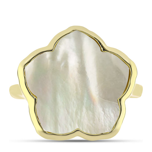 Anillo de Plata Bañada en Oro con Madreperla