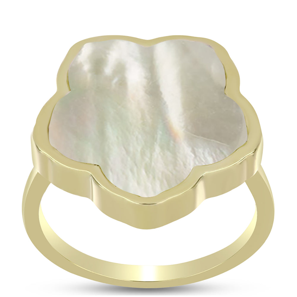 Anillo de Plata Bañada en Oro con Madreperla