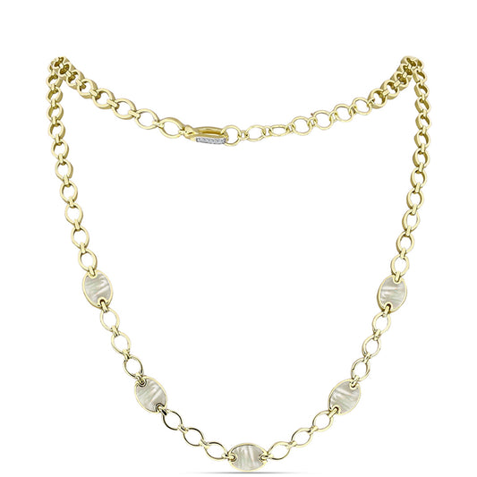 Collar de Plata Bañada en Oro con Madreperla y Topacio Blanco