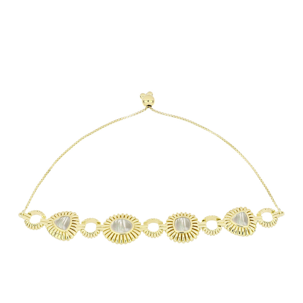 Pulsera de Plata Bañada en Oro con Madreperla