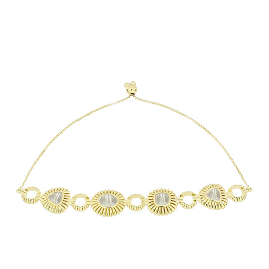 Pulsera de Plata Bañada en Oro con Madreperla