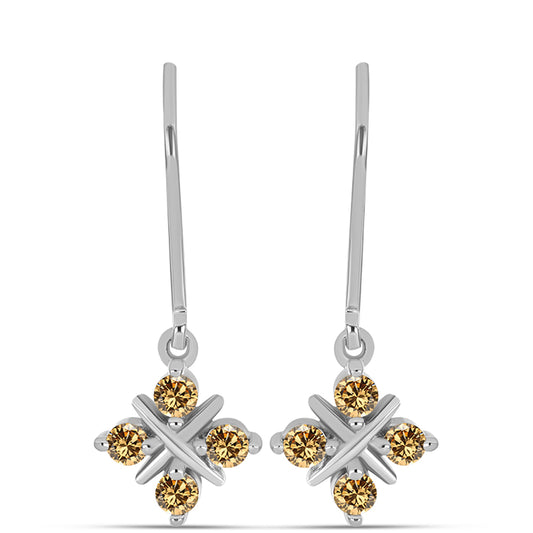 Pendientes de Plata con Moisanita Champagne