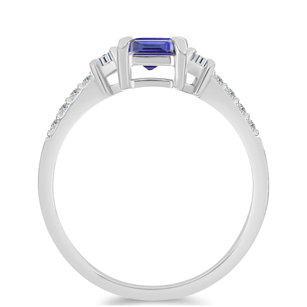 Anillo de Plata con Tanzanita AAA y Topacio Blanco