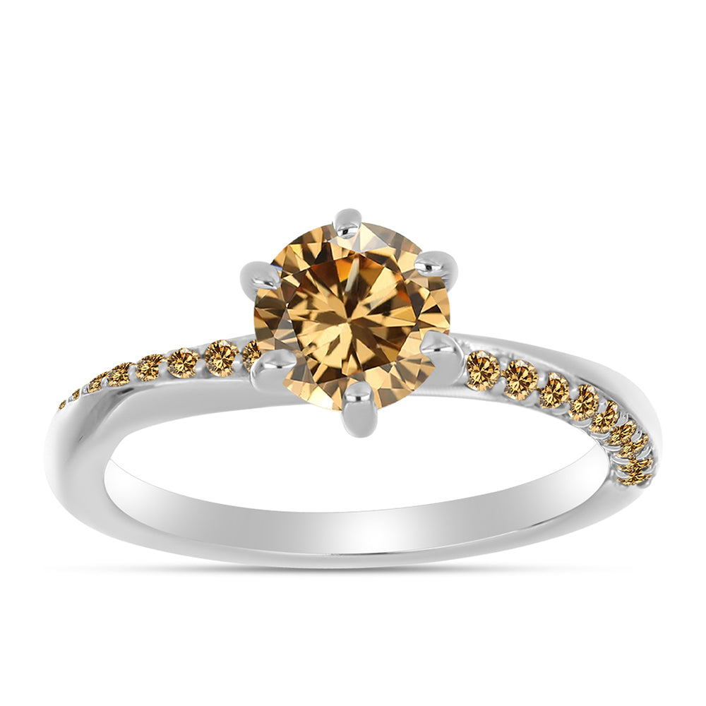 Anillo de Plata con Moisanita Champagne