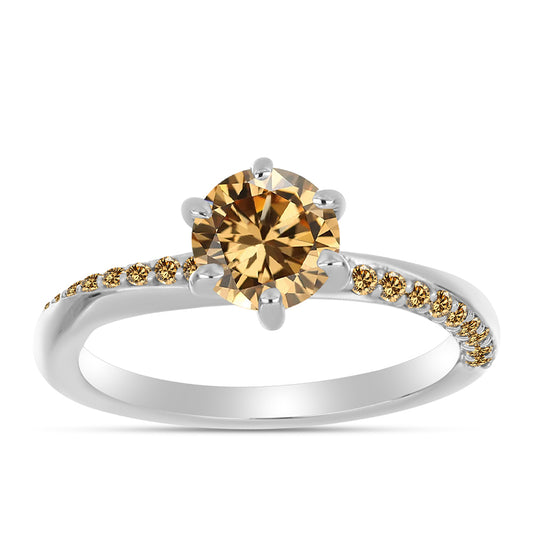 Anillo de Plata con Moisanita Champagne