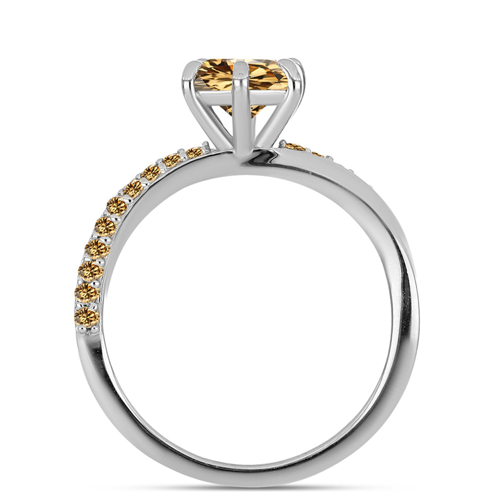 Anillo de Plata con Moisanita Champagne 2 