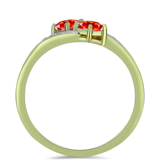 Anillo de Plata Bañada en Oro con Ópalo Rojo etíope de Lega Dembi y Topacio Blanco