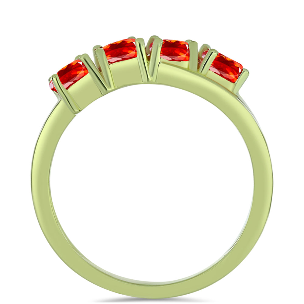 Anillo de Plata Bañada en Oro con Ópalo Rojo etíope de Lega Dembi 2 