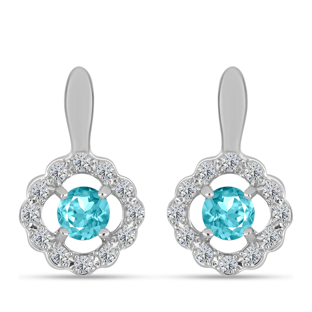 Pendientes de Plata con Cuarzo Paraiba y Topacio Blanco