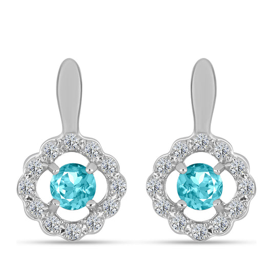 Pendientes de Plata con Cuarzo Paraiba y Topacio Blanco