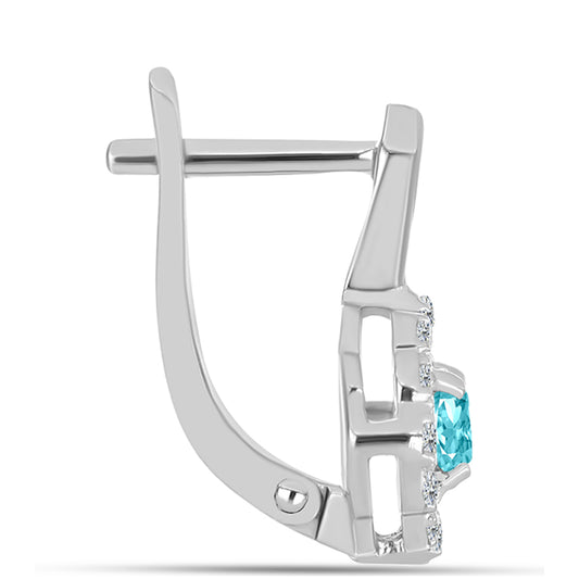 Pendientes de Plata con Cuarzo Paraiba y Topacio Blanco