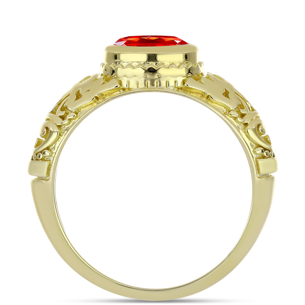 Anillo de Plata Bañada en Oro con Ópalo Rojo etíope de Lega Dembi