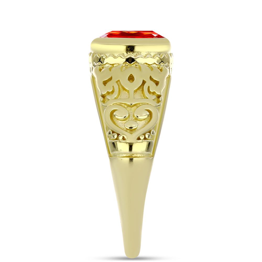 Anillo de Plata Bañada en Oro con Ópalo Rojo etíope de Lega Dembi 4 