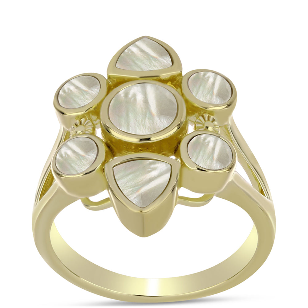 Anillo de Plata Bañada en Oro con Madreperla 3 