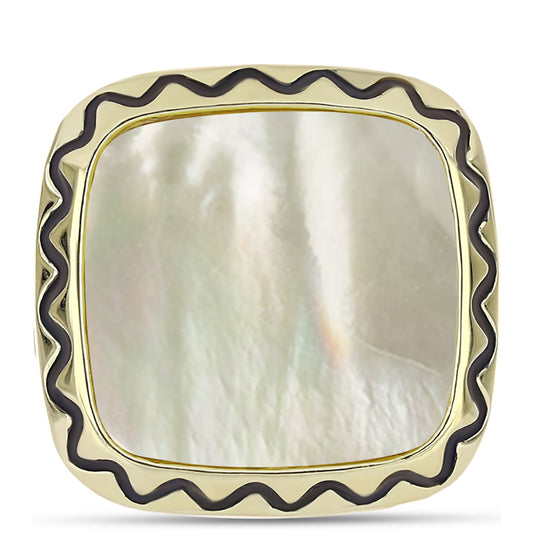 Anillo de Plata Bañada en Oro con Madreperla