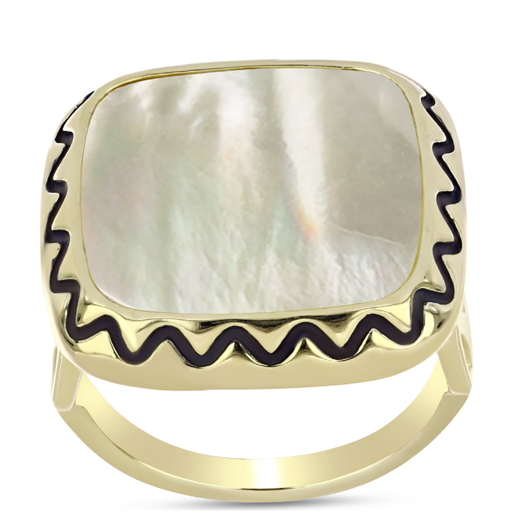 Anillo de Plata Bañada en Oro con Madreperla