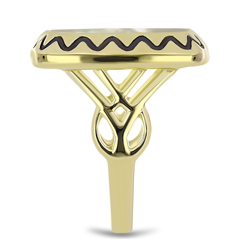 Anillo de Plata Bañada en Oro con Madreperla