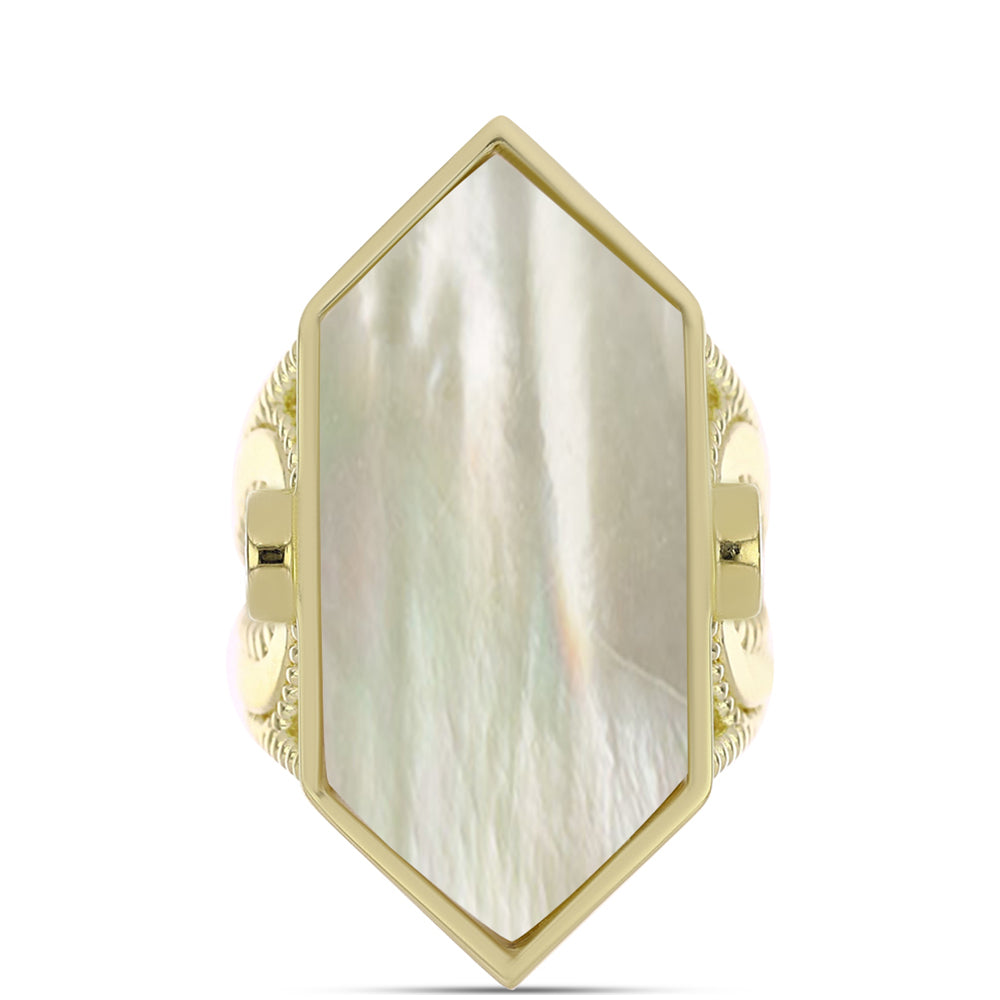 Anillo de Plata Bañada en Oro con Madreperla