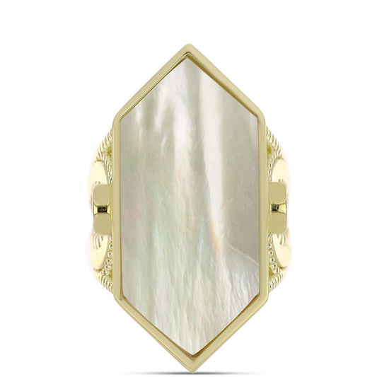 Anillo de Plata Bañada en Oro con Madreperla