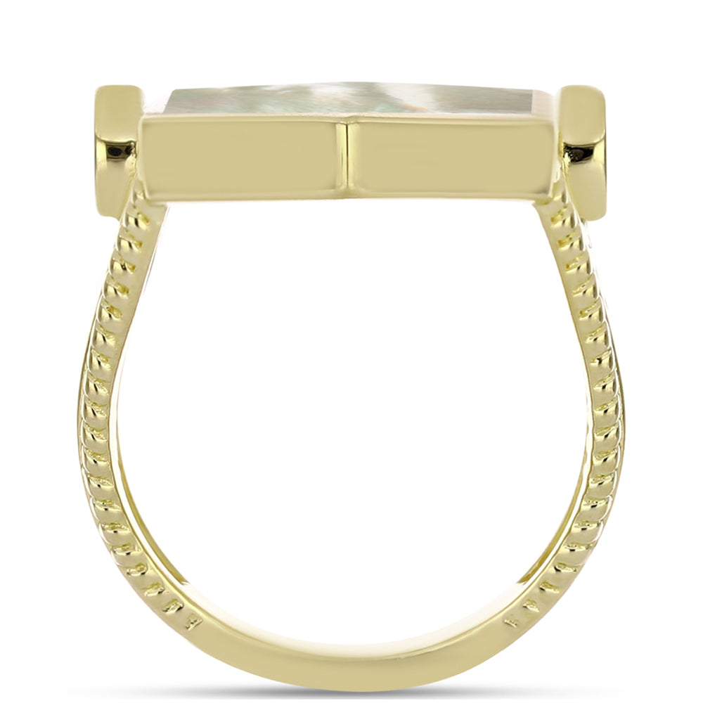 Anillo de Plata Bañada en Oro con Madreperla