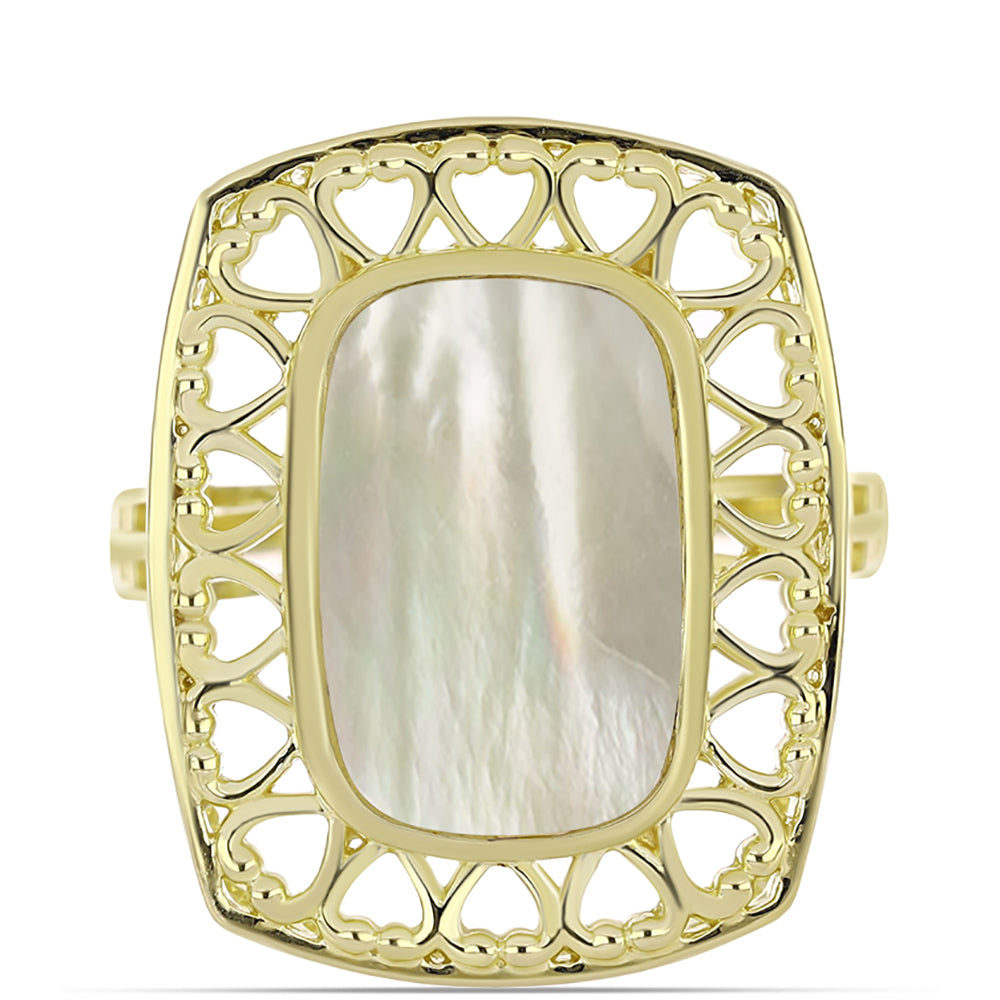 Anillo de Plata Bañada en Oro con Madreperla