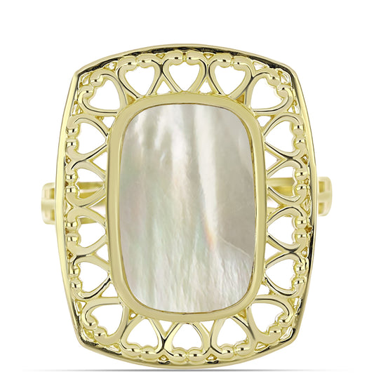 Anillo de Plata Bañada en Oro con Madreperla