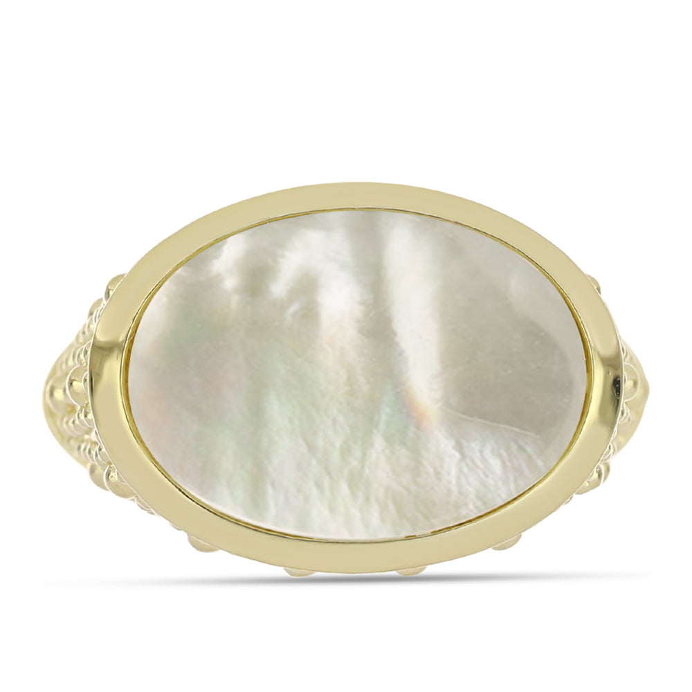 Anillo de Plata Bañada en Oro con Madreperla 1 