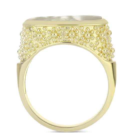 Anillo de Plata Bañada en Oro con Madreperla