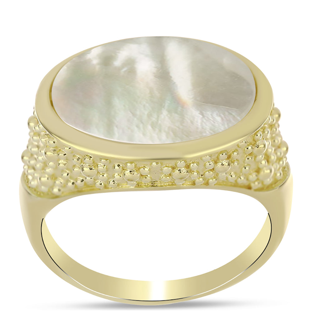 Anillo de Plata Bañada en Oro con Madreperla