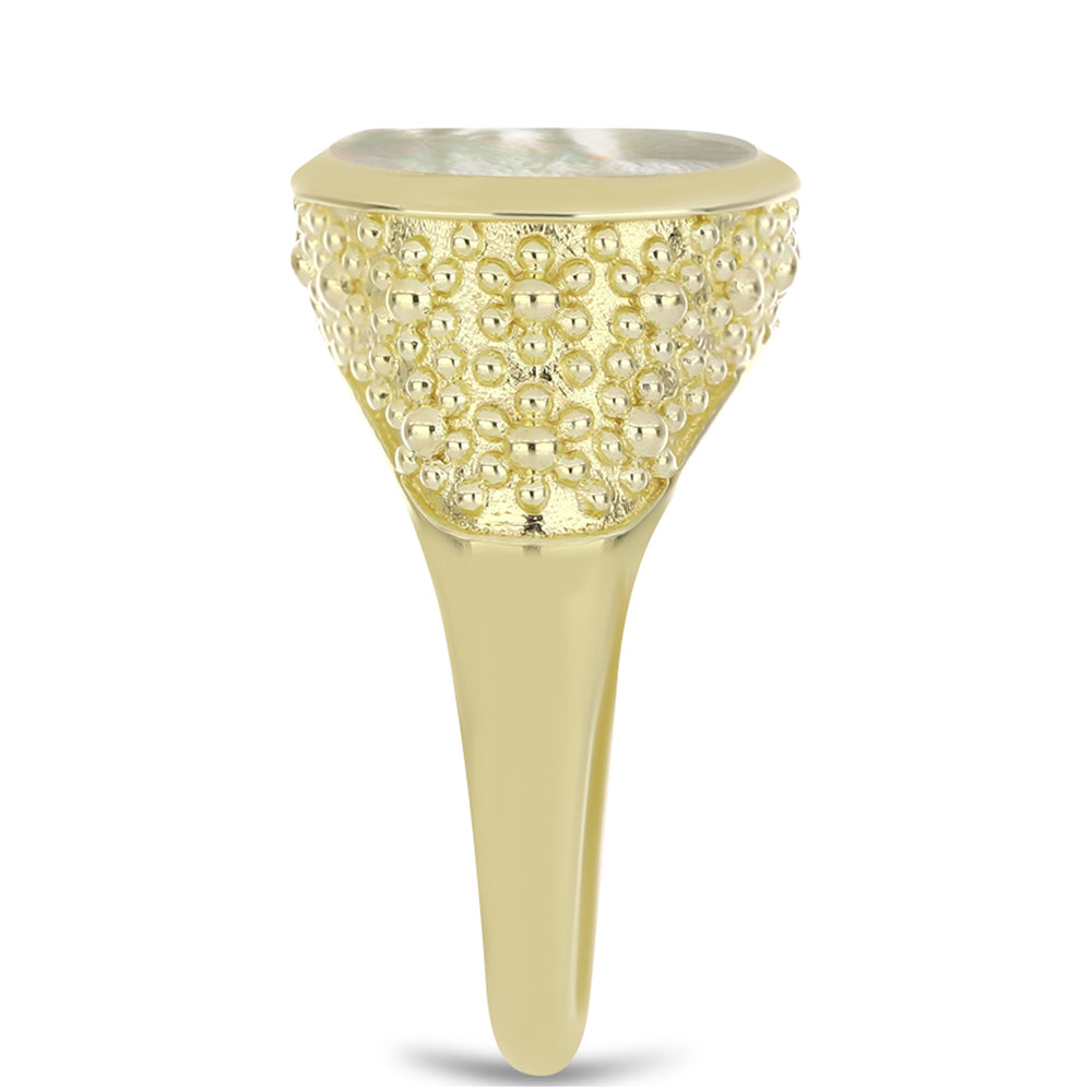 Anillo de Plata Bañada en Oro con Madreperla