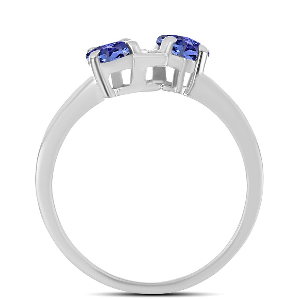 Anillo de Plata con Tanzanita AAA y Topacio Blanco