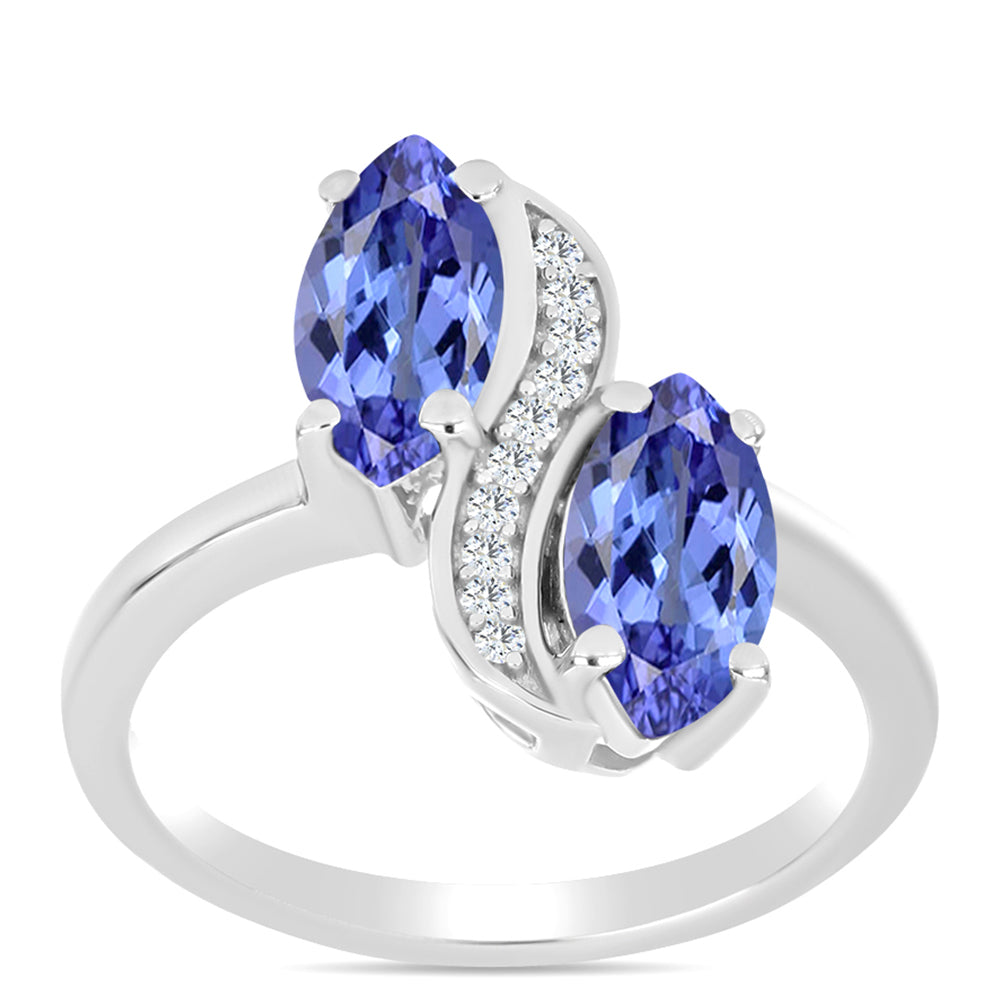 Anillo de Plata con Tanzanita AAA y Topacio Blanco
