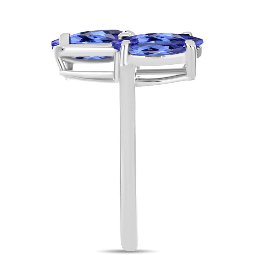 Anillo de Plata con Tanzanita AAA y Topacio Blanco