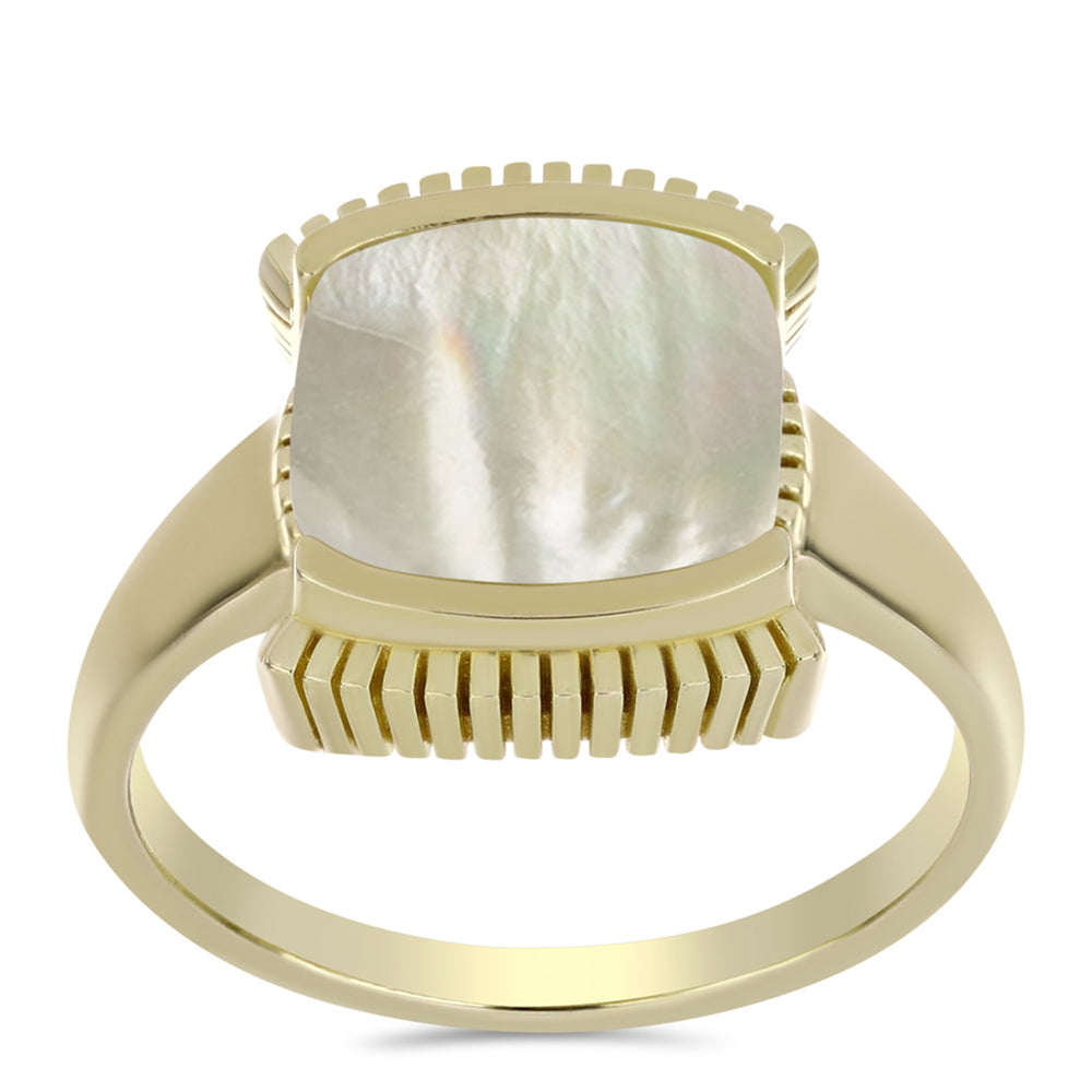 Anillo de Plata Bañada en Oro con Madreperla 3 