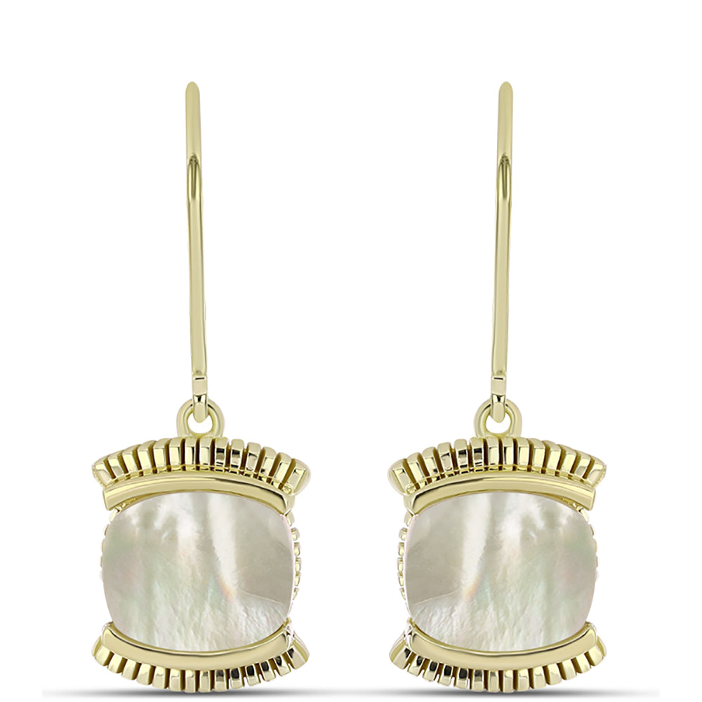 Pendientes de Plata Bañada en Oro con Madreperla