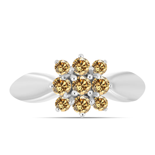 Anillo de Plata con Moisanita Champagne