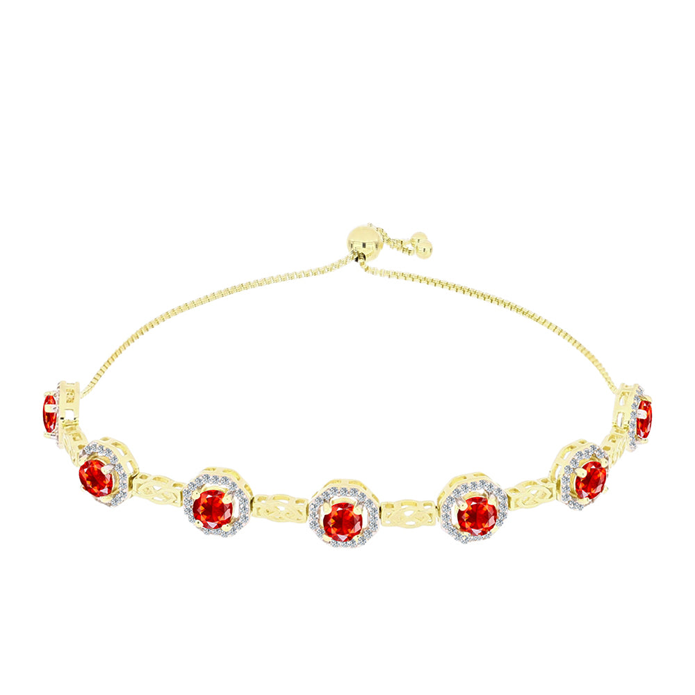 Pulsera de Plata Bañada en Oro con Ópalo Rojo etíope de Lega Dembi y Topacio Blanco