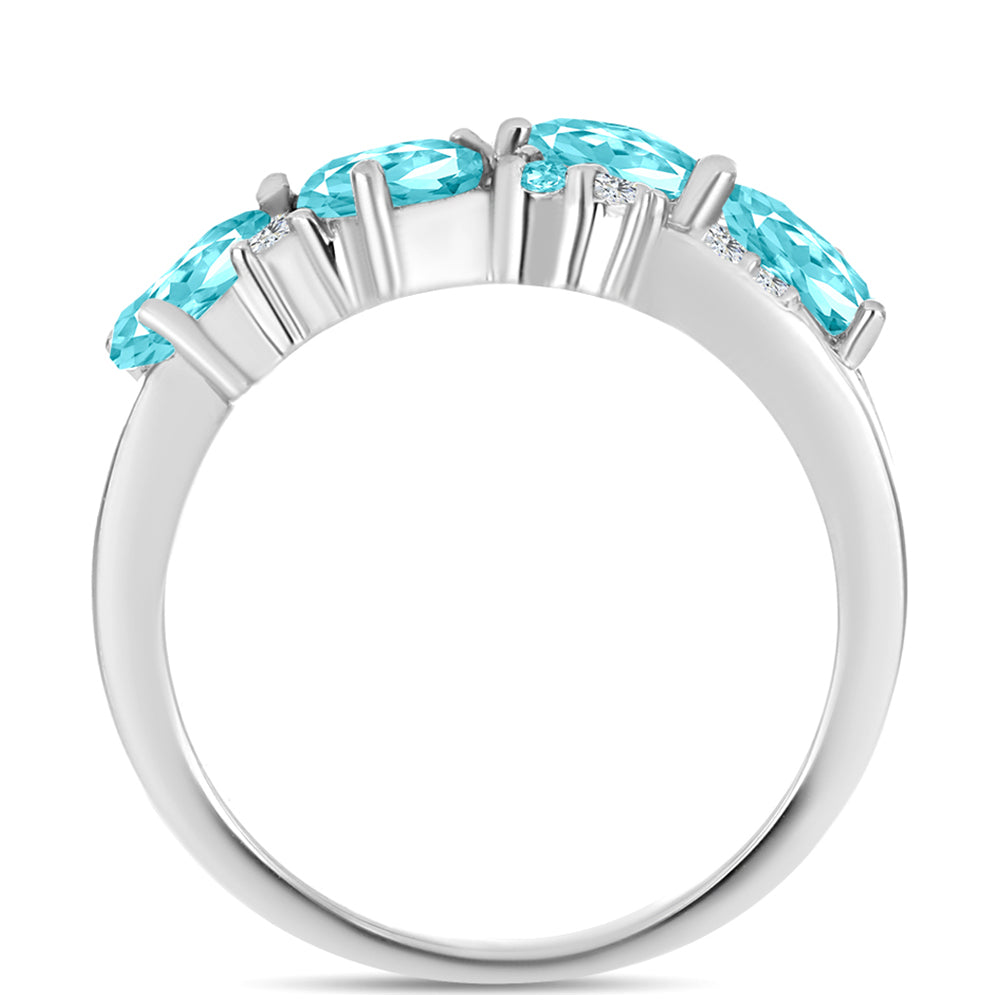 Anillo de Plata con Cuarzo Paraiba y Topacio Blanco 2 