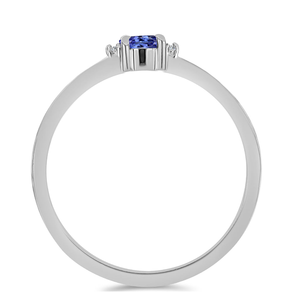 Anillo de Plata con Tanzanita AAA y Topacio Blanco 2 