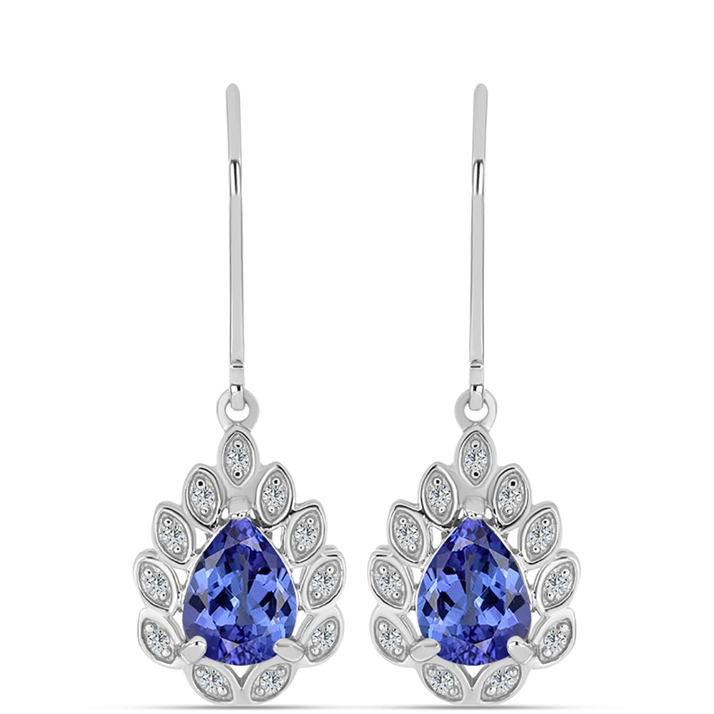 Pendientes de Plata con Tanzanita AAA y Topacio Blanco