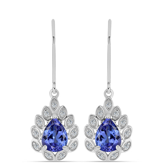 Pendientes de Plata con Tanzanita AAA y Topacio Blanco