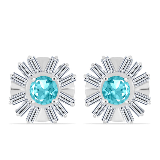 Pendientes de Plata con Cuarzo Paraiba y Zircón Blanco